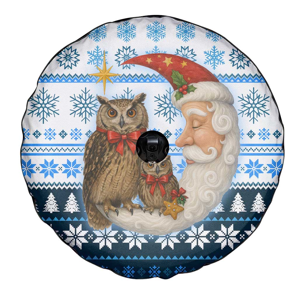 Owl Love Santa Moon Christmas Spare Tire Cover Xmas Holiday Patterns - Wonder Print Shop