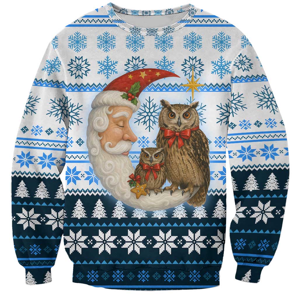 Owl Love Santa Moon Christmas Sweatshirt Xmas Holiday Patterns - Wonder Print Shop