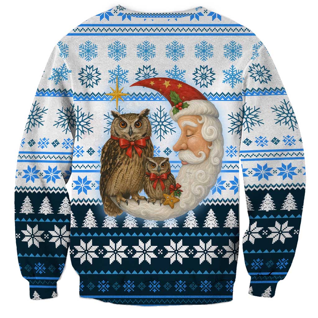 Owl Love Santa Moon Christmas Sweatshirt Xmas Holiday Patterns - Wonder Print Shop