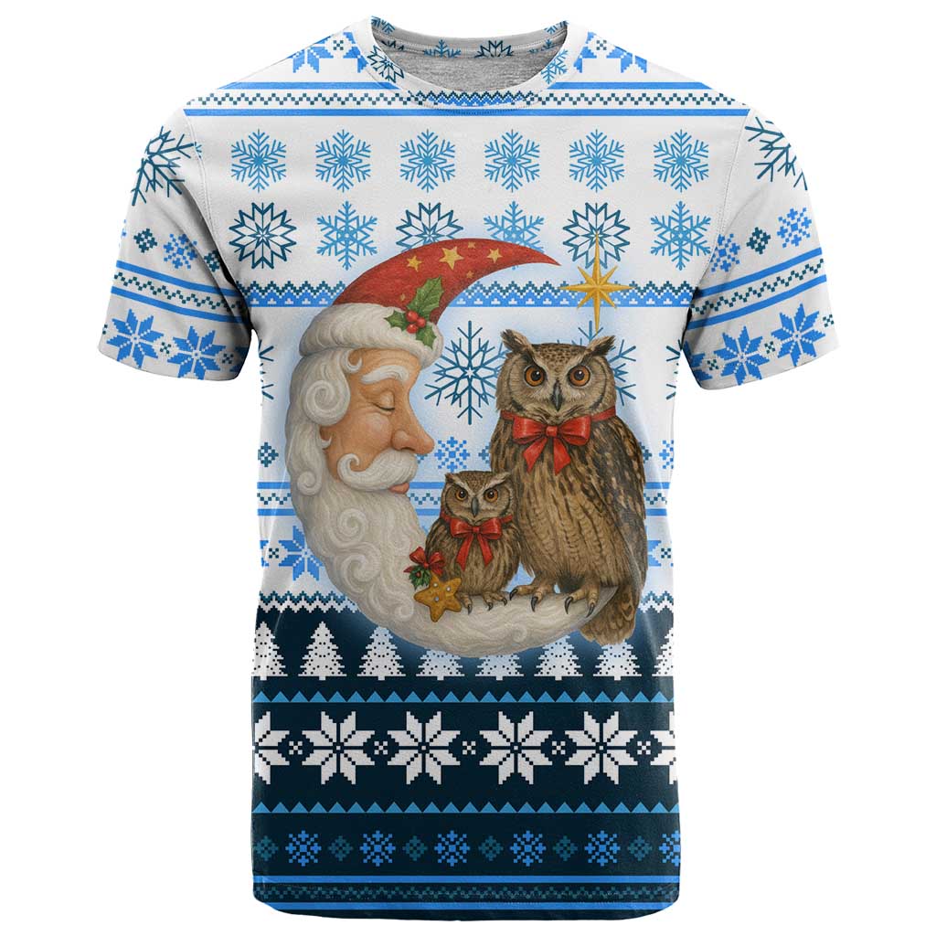 Owl Love Santa Moon Christmas T Shirt Xmas Holiday Patterns - Wonder Print Shop
