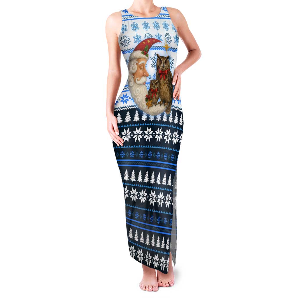 Owl Love Santa Moon Christmas Tank Maxi Dress Xmas Holiday Patterns - Wonder Print Shop