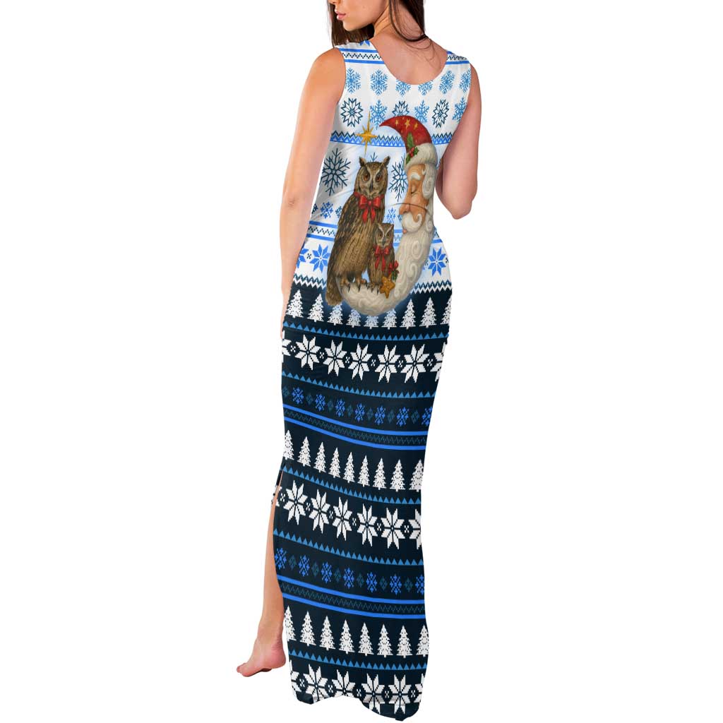 Owl Love Santa Moon Christmas Tank Maxi Dress Xmas Holiday Patterns - Wonder Print Shop