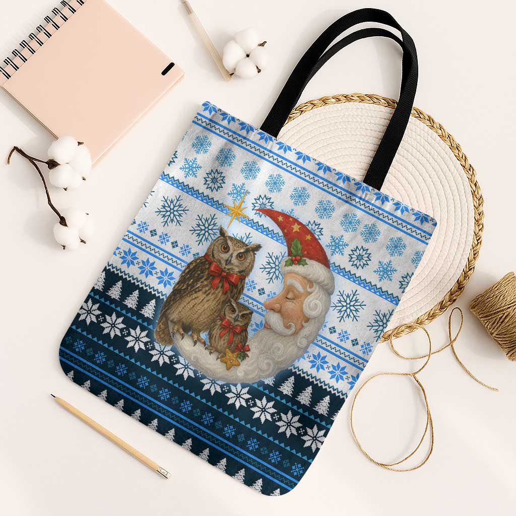 Owl Love Santa Moon Christmas Tote Bag Xmas Holiday Patterns - Wonder Print Shop