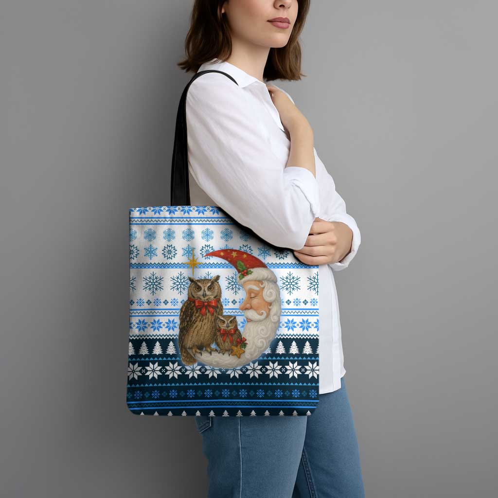 Owl Love Santa Moon Christmas Tote Bag Xmas Holiday Patterns - Wonder Print Shop