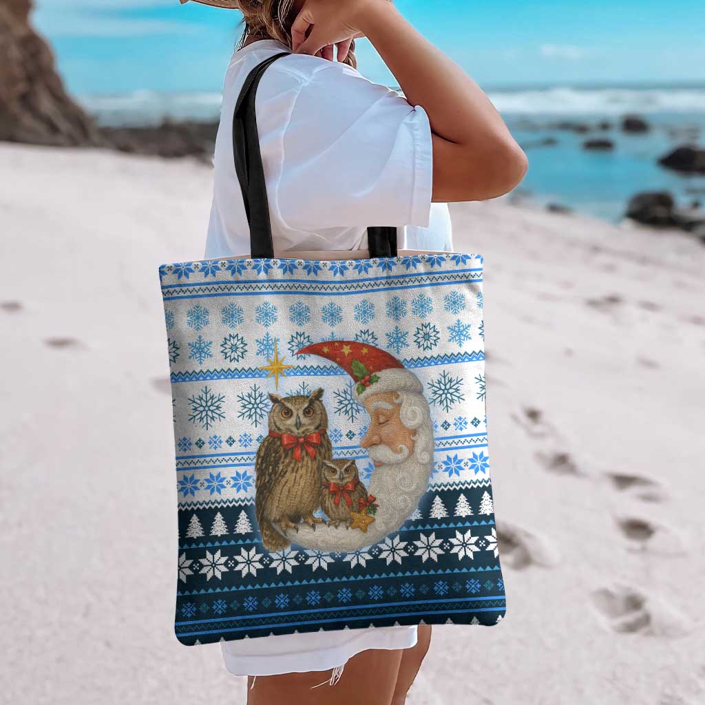 Owl Love Santa Moon Christmas Tote Bag Xmas Holiday Patterns - Wonder Print Shop