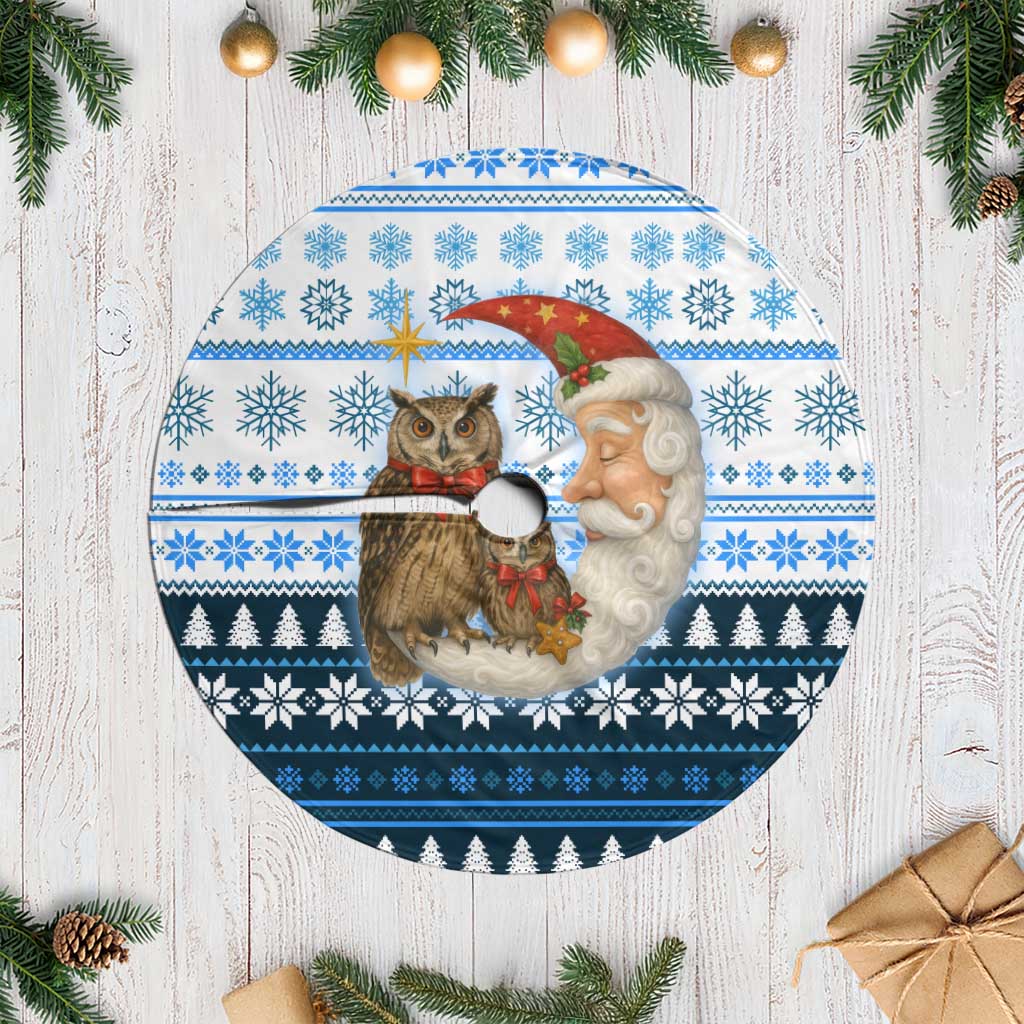 Owl Love Santa Moon Christmas Tree Skirt Xmas Holiday Patterns - Wonder Print Shop