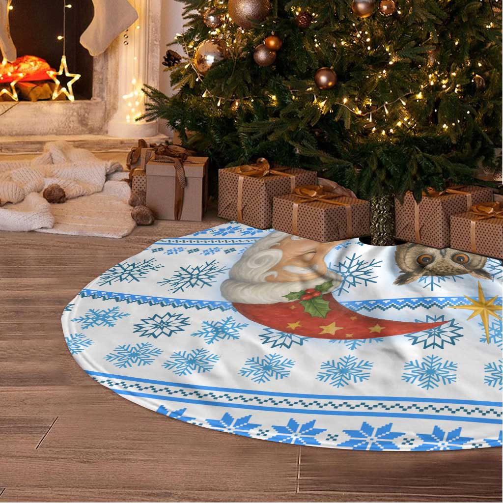 Owl Love Santa Moon Christmas Tree Skirt Xmas Holiday Patterns - Wonder Print Shop