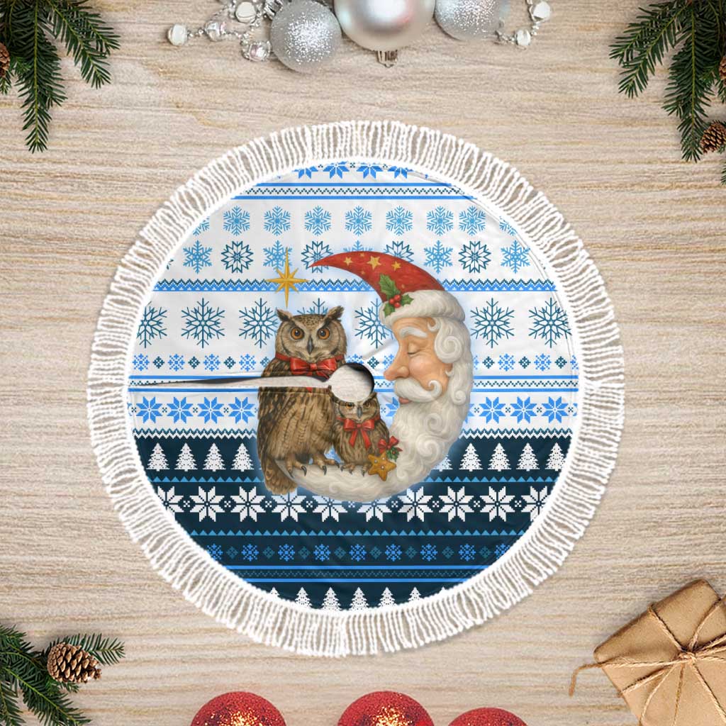 Owl Love Santa Moon Christmas Tree Skirt Xmas Holiday Patterns - Wonder Print Shop