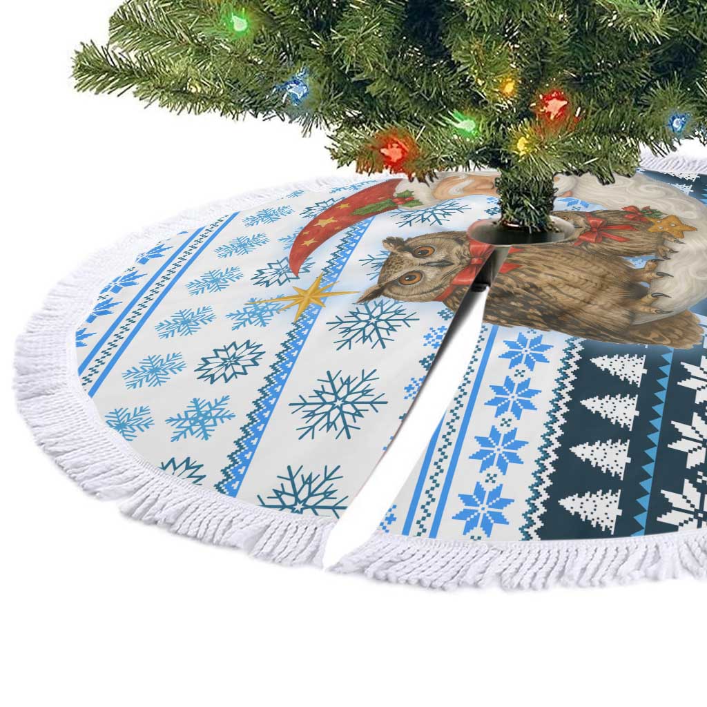 Owl Love Santa Moon Christmas Tree Skirt Xmas Holiday Patterns - Wonder Print Shop