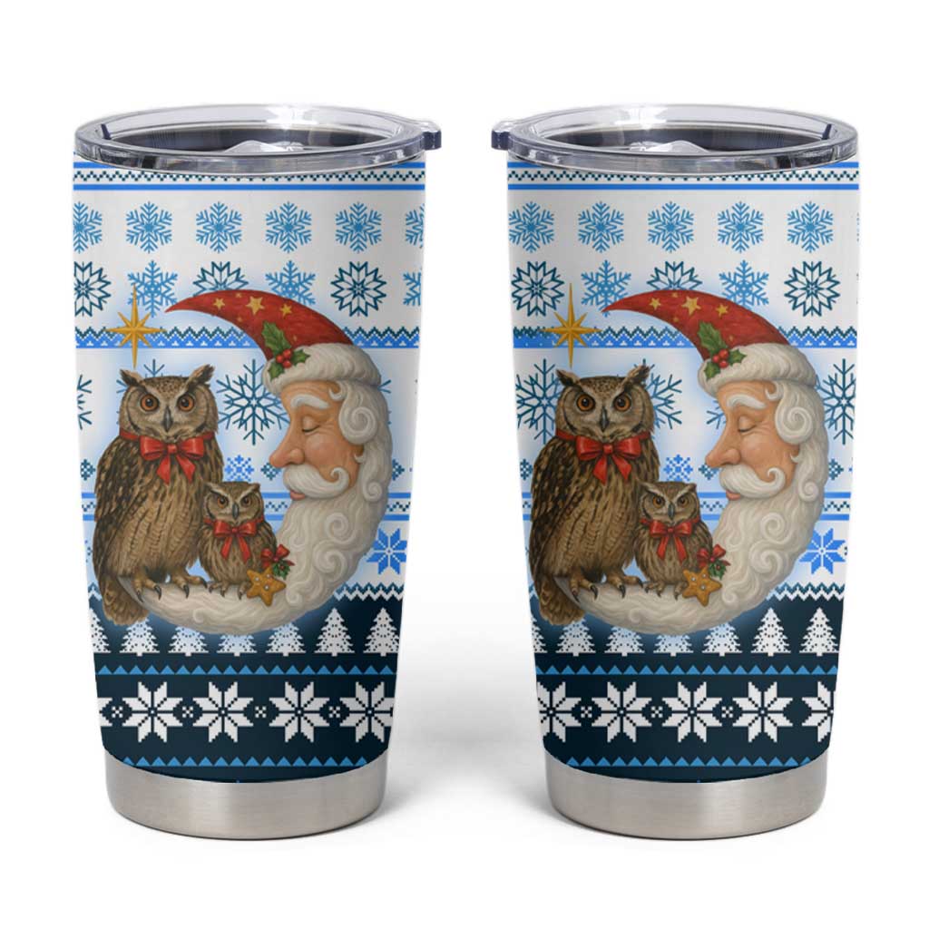 Owl Love Santa Moon Christmas Tumbler Cup Xmas Holiday Patterns - Wonder Print Shop