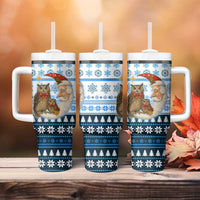 Owl Love Santa Moon Christmas Tumbler With Handle Xmas Holiday Patterns - Wonder Print Shop