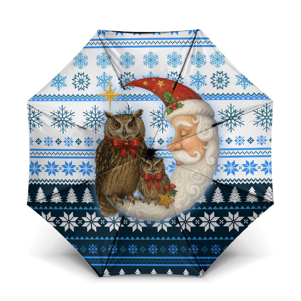 Owl Love Santa Moon Christmas Umbrella Xmas Holiday Patterns - Wonder Print Shop