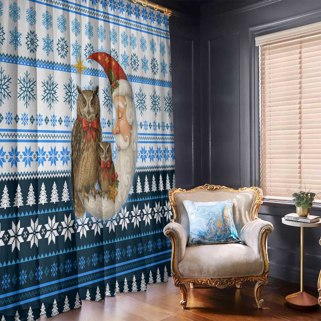 Owl Love Santa Moon Christmas Window Curtain Xmas Holiday Patterns - Wonder Print Shop