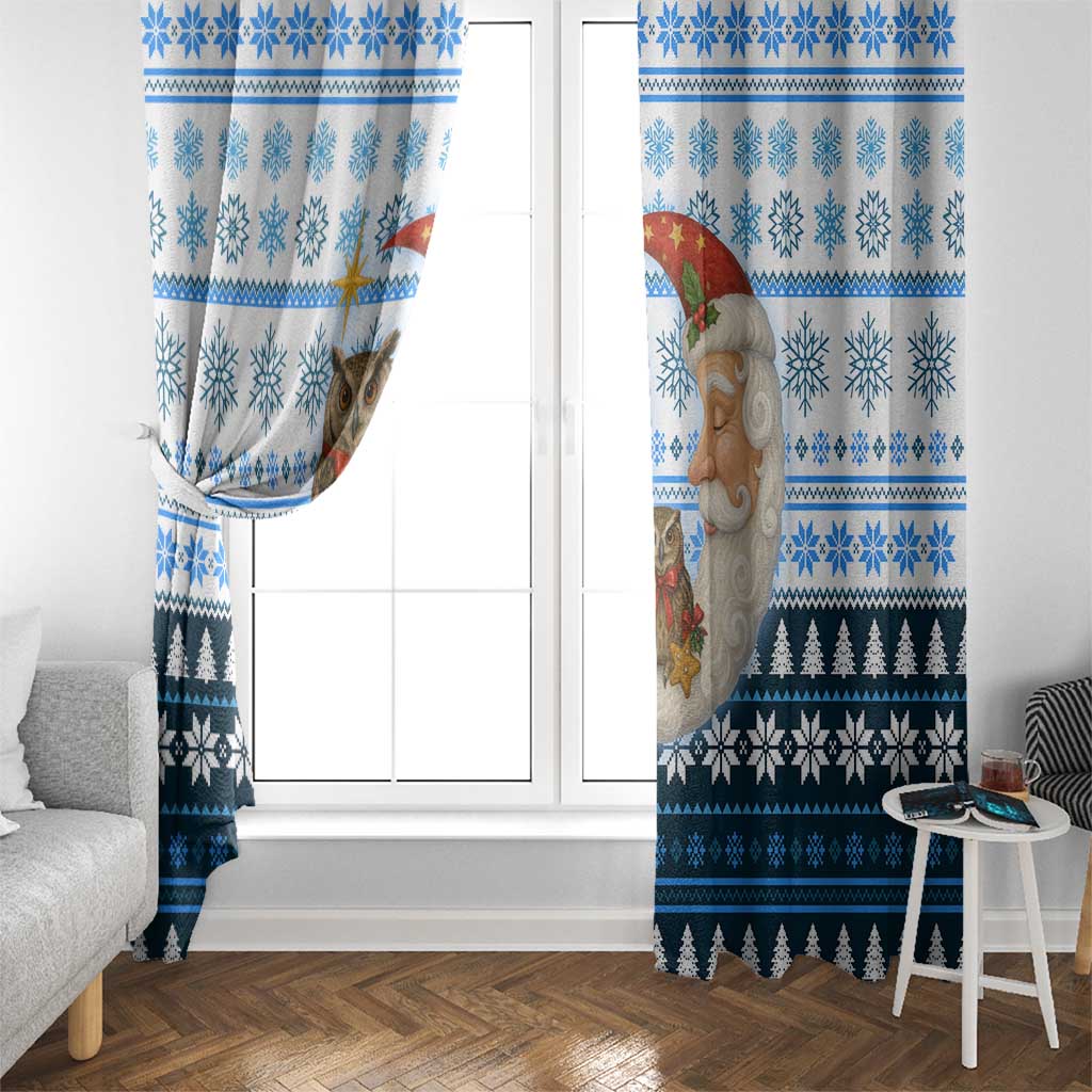 Owl Love Santa Moon Christmas Window Curtain Xmas Holiday Patterns - Wonder Print Shop