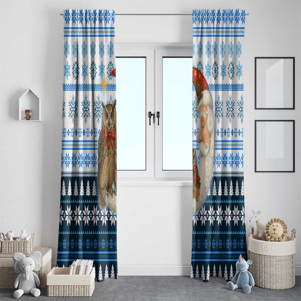 Owl Love Santa Moon Christmas Window Curtain Xmas Holiday Patterns - Wonder Print Shop