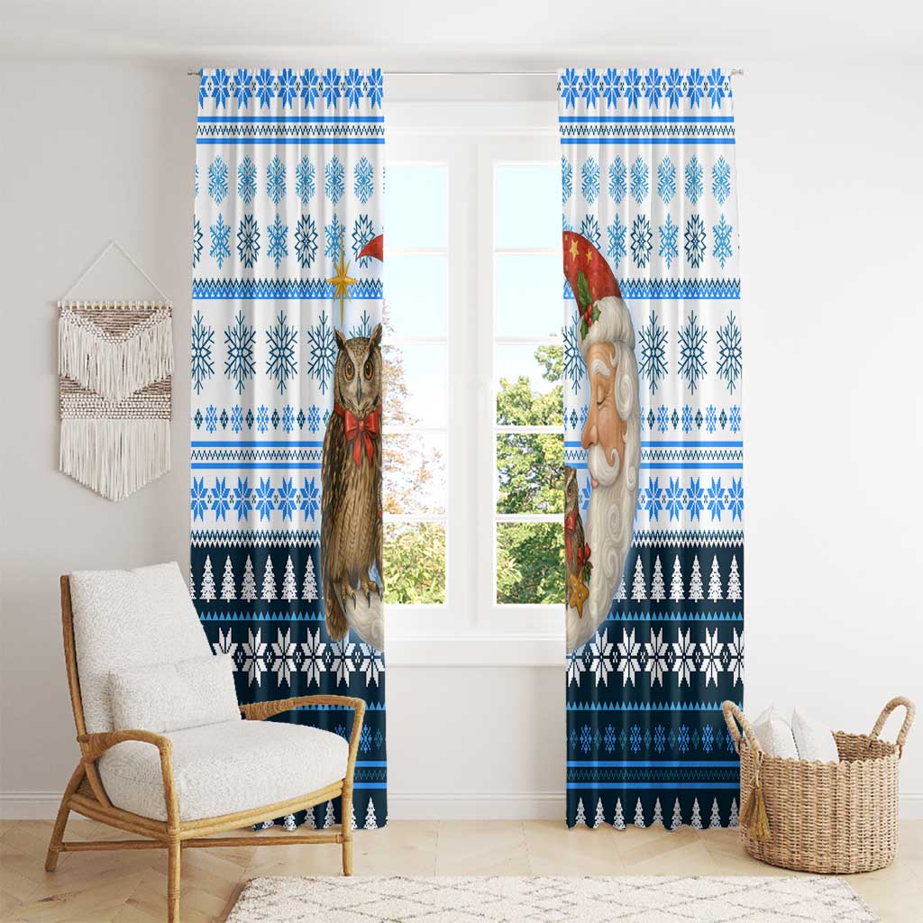 Owl Love Santa Moon Christmas Window Curtain Xmas Holiday Patterns - Wonder Print Shop