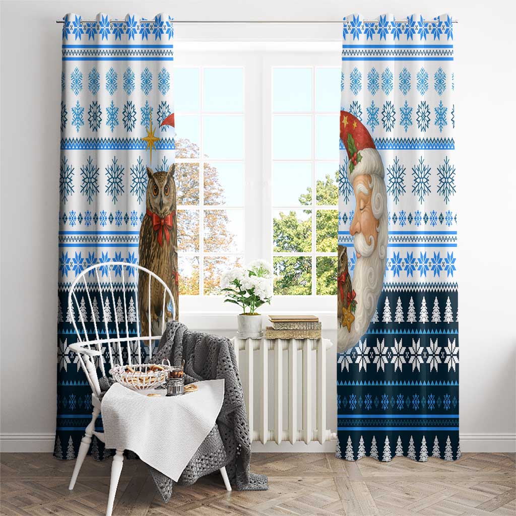 Owl Love Santa Moon Christmas Window Curtain Xmas Holiday Patterns - Wonder Print Shop