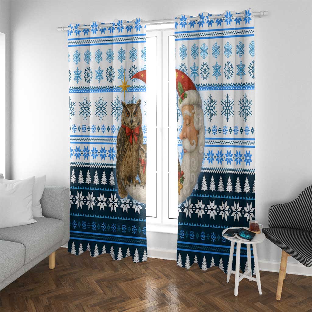 Owl Love Santa Moon Christmas Window Curtain Xmas Holiday Patterns - Wonder Print Shop