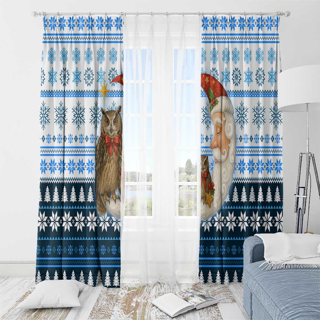 Owl Love Santa Moon Christmas Window Curtain Xmas Holiday Patterns - Wonder Print Shop