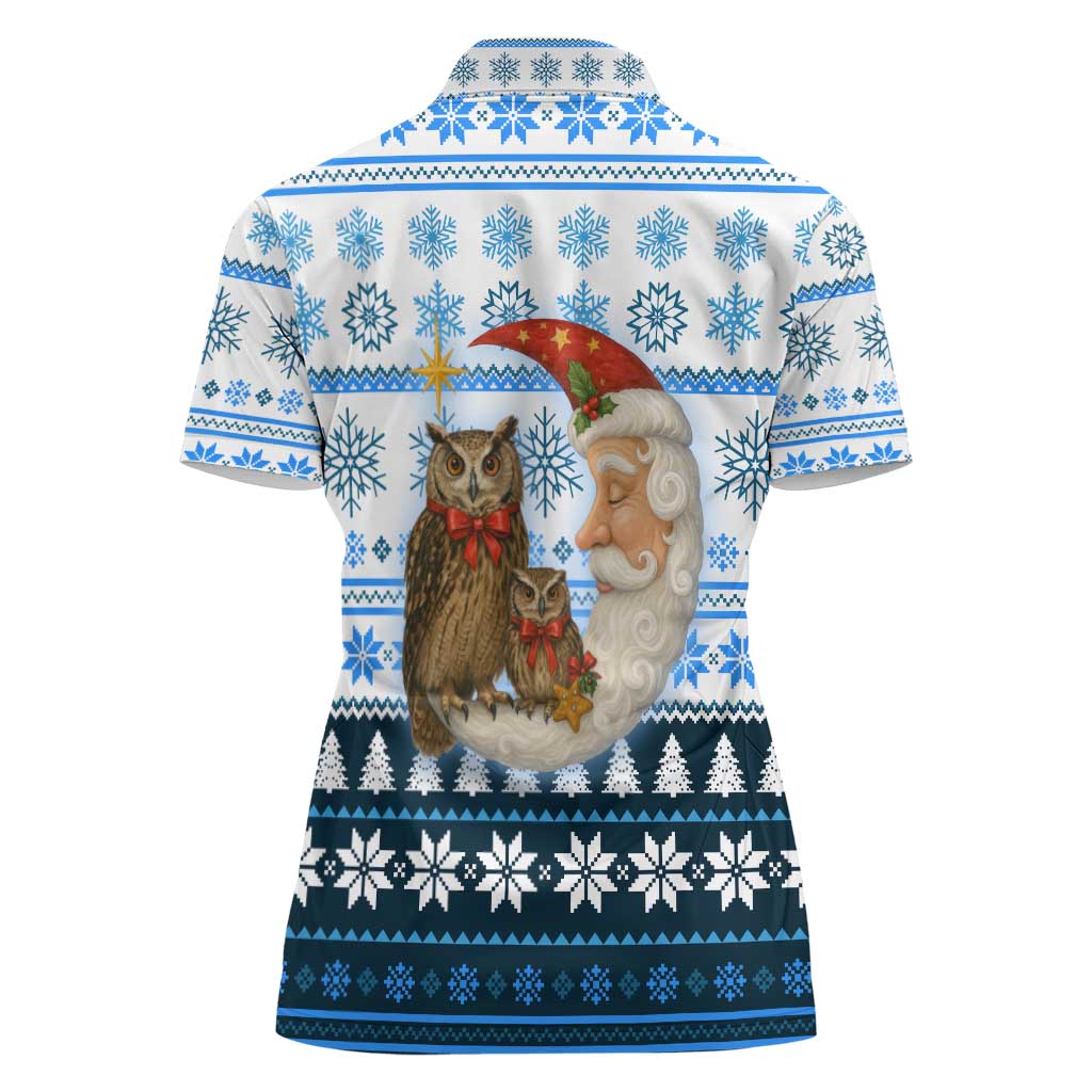 Owl Love Santa Moon Christmas Women Polo Shirt Xmas Holiday Patterns - Wonder Print Shop