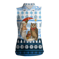 Owl Love Santa Moon Christmas Women Sleeveless Polo Shirt Xmas Holiday Patterns - Wonder Print Shop
