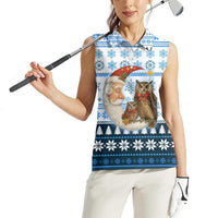 Owl Love Santa Moon Christmas Women Sleeveless Polo Shirt Xmas Holiday Patterns - Wonder Print Shop