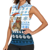 Owl Love Santa Moon Christmas Women Sleeveless Polo Shirt Xmas Holiday Patterns - Wonder Print Shop