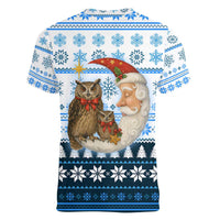 Owl Love Santa Moon Christmas Women V-Neck T-Shirt Xmas Holiday Patterns - Wonder Print Shop