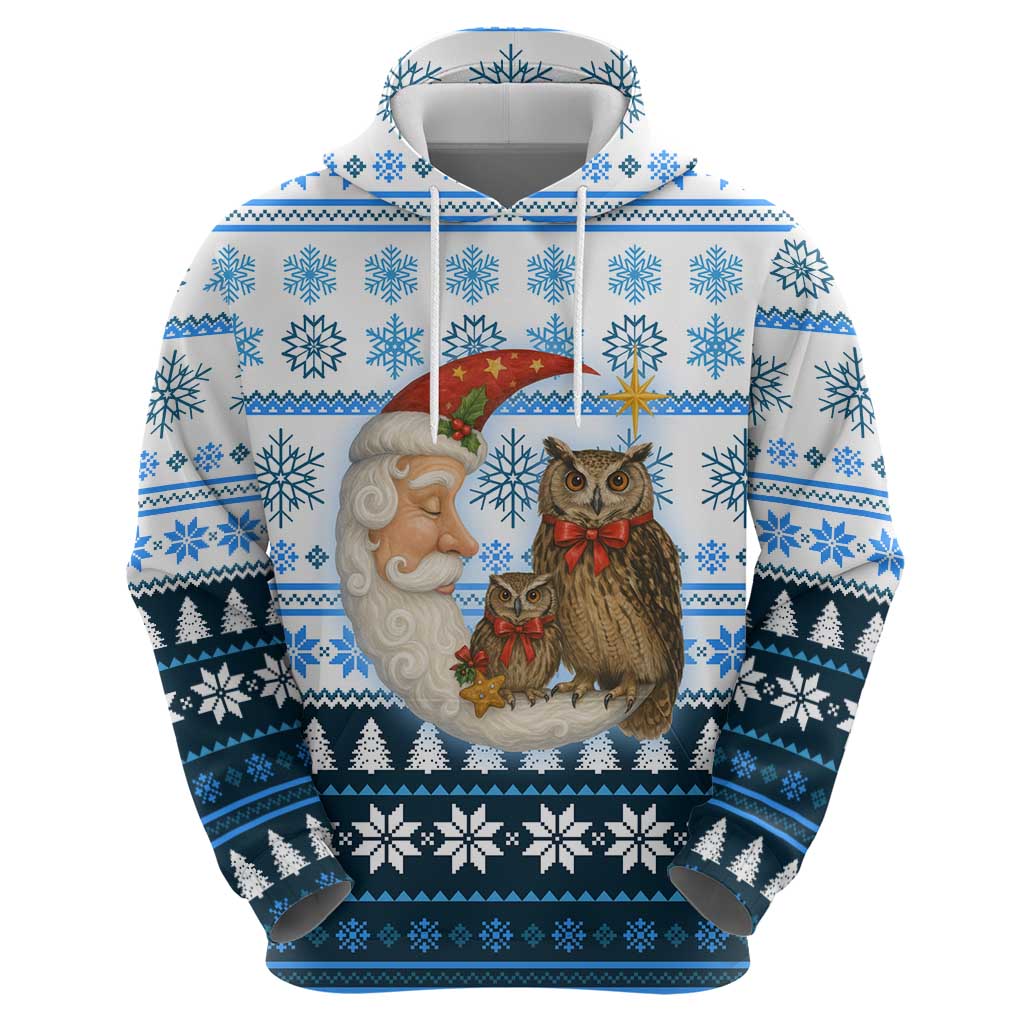 Owl Love Santa Moon Christmas Zip Hoodie Xmas Holiday Patterns - Wonder Print Shop