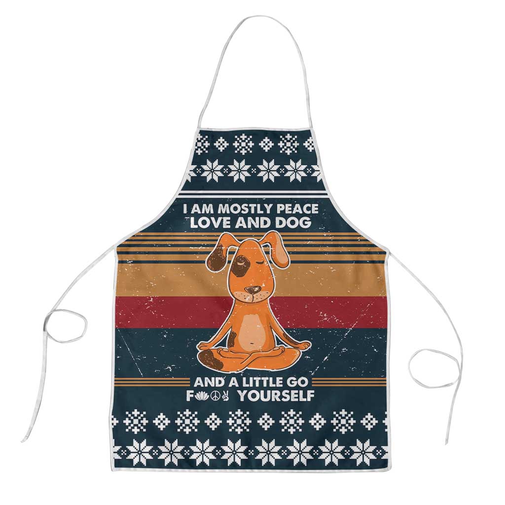 Peace Love And Dog Christmas Apron Xmas Holiday Patterns - Wonder Print Shop
