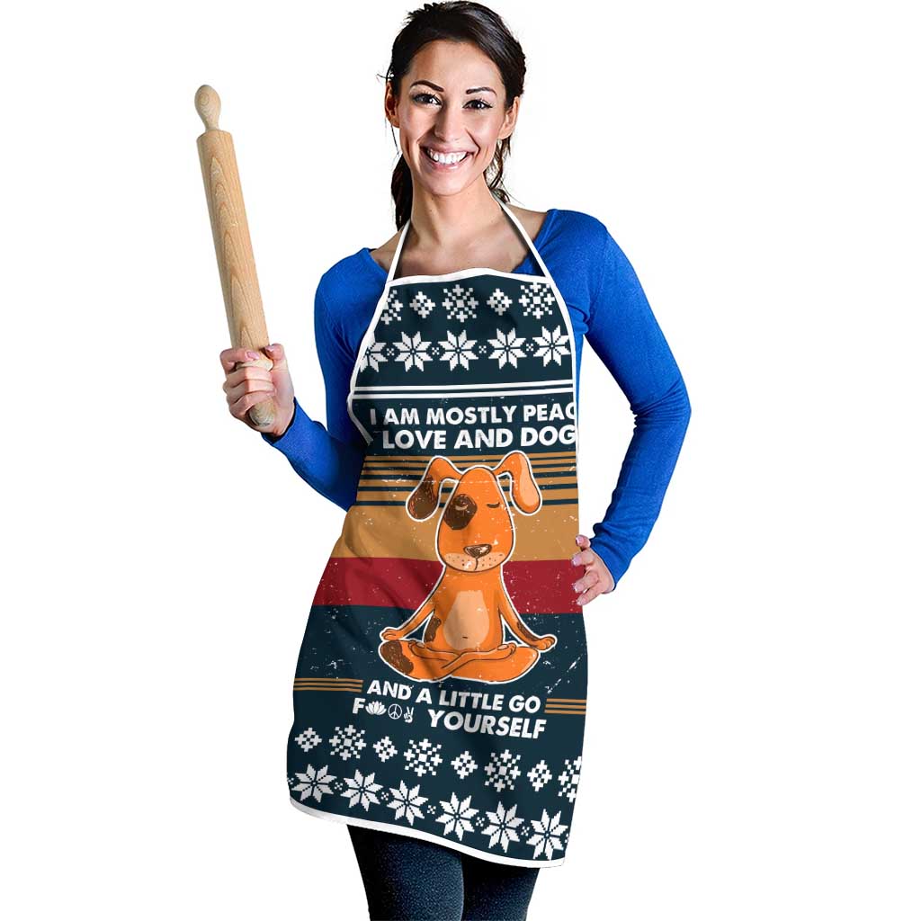 Peace Love And Dog Christmas Apron Xmas Holiday Patterns - Wonder Print Shop