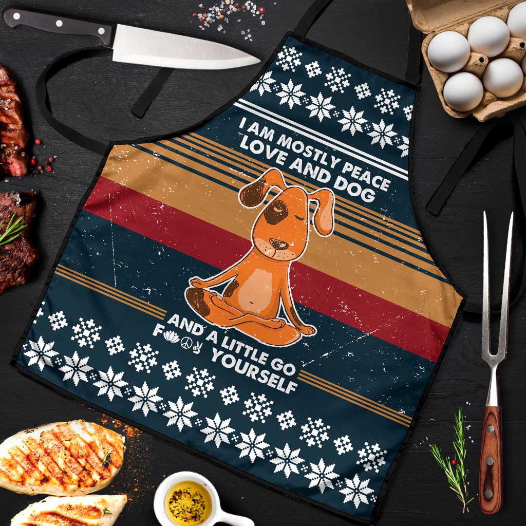 Peace Love And Dog Christmas Apron Xmas Holiday Patterns - Wonder Print Shop