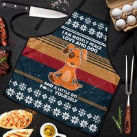 Peace Love And Dog Christmas Apron Xmas Holiday Patterns - Wonder Print Shop