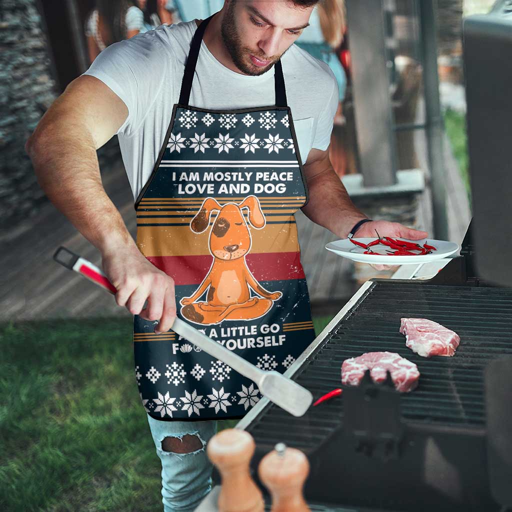 Peace Love And Dog Christmas Apron Xmas Holiday Patterns - Wonder Print Shop