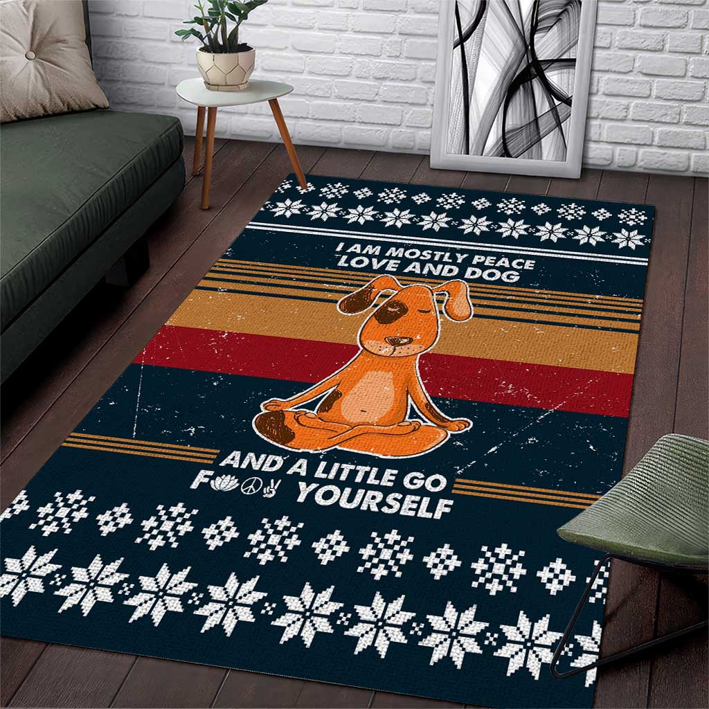 Peace Love And Dog Christmas Area Rug Xmas Holiday Patterns - Wonder Print Shop