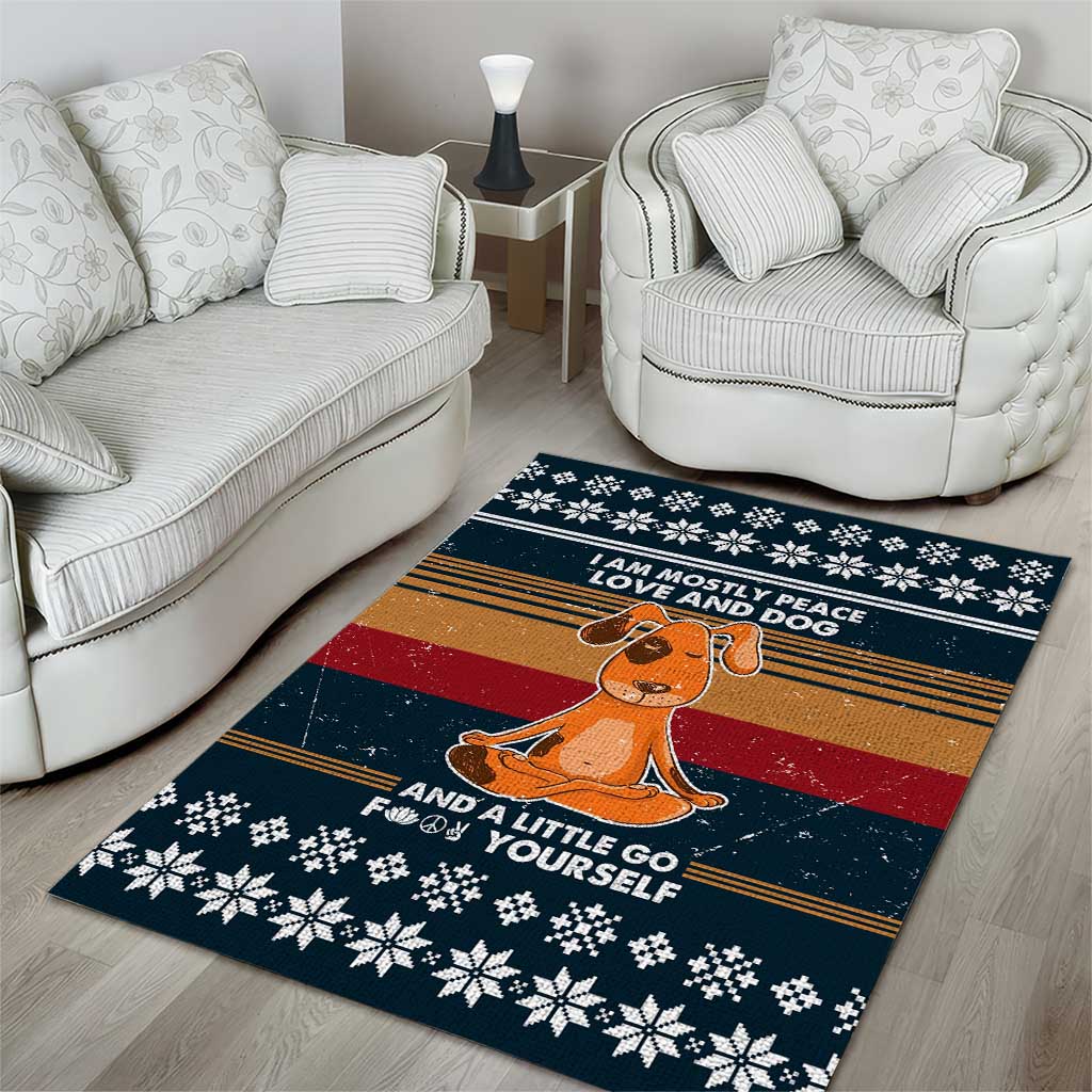Peace Love And Dog Christmas Area Rug Xmas Holiday Patterns - Wonder Print Shop