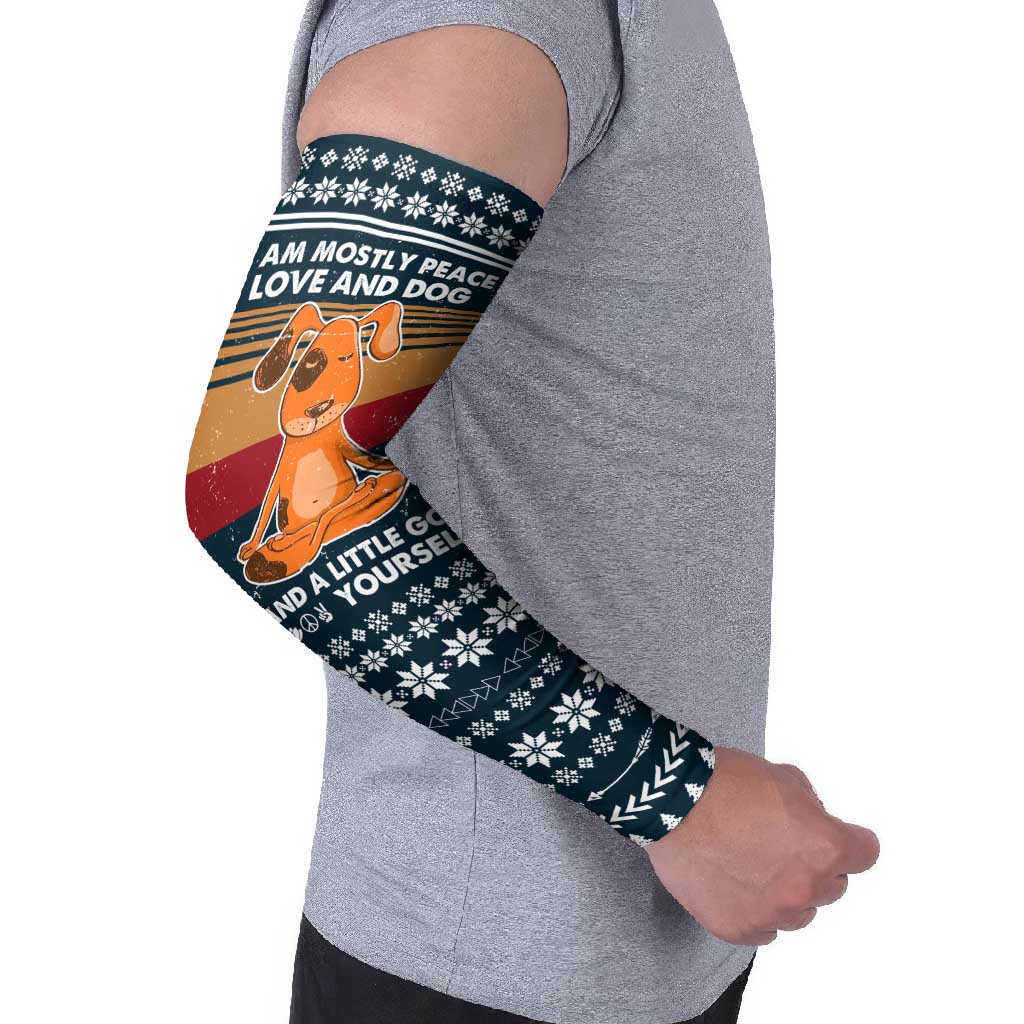 Peace Love And Dog Christmas Arm Sleeves Xmas Holiday Patterns - Wonder Print Shop