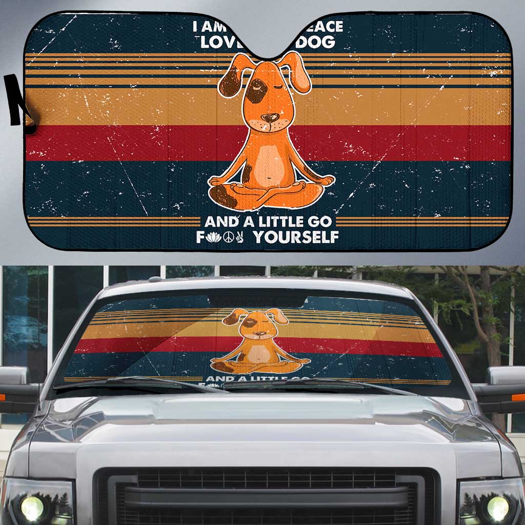 Peace Love And Dog Christmas Auto Sun Shade Xmas Holiday Patterns - Wonder Print Shop