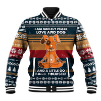 Peace Love And Dog Christmas Baseball Jacket Xmas Holiday Patterns - Wonder Print Shop