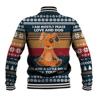 Peace Love And Dog Christmas Baseball Jacket Xmas Holiday Patterns - Wonder Print Shop