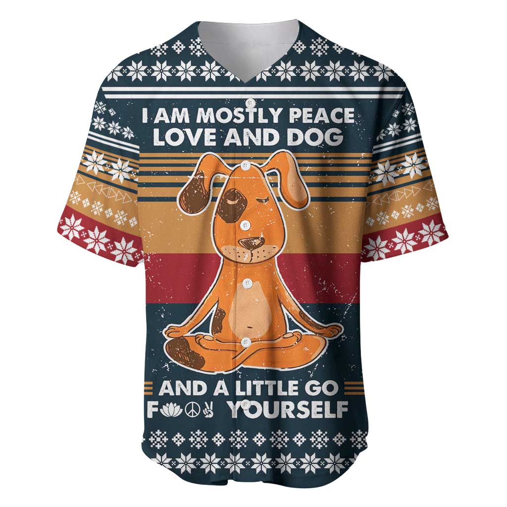 Peace Love And Dog Christmas Baseball Jersey Xmas Holiday Patterns - Wonder Print Shop