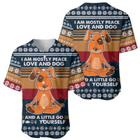 Peace Love And Dog Christmas Baseball Jersey Xmas Holiday Patterns - Wonder Print Shop