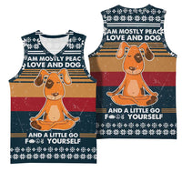 Peace Love And Dog Christmas Basketball Jersey Xmas Holiday Patterns - Wonder Print Shop