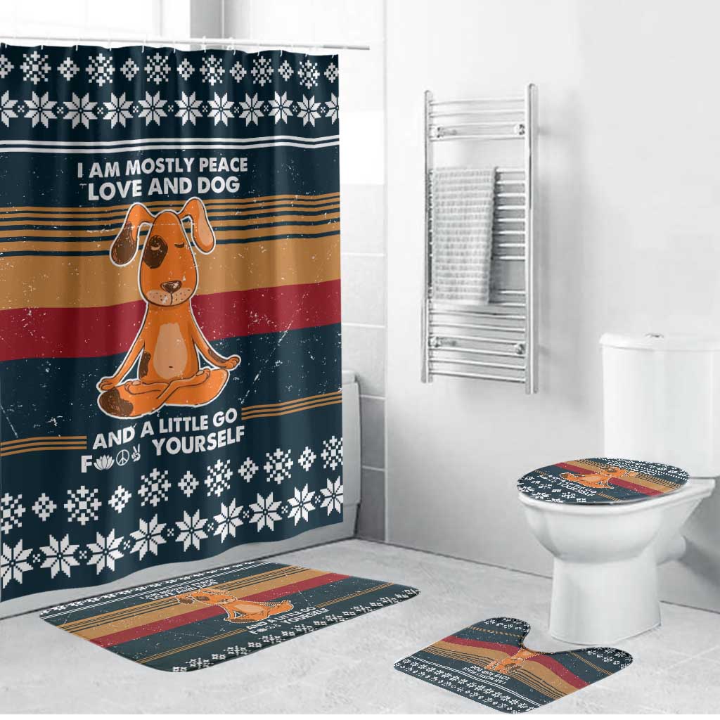 Peace Love And Dog Christmas Bathroom Set Xmas Holiday Patterns - Wonder Print Shop