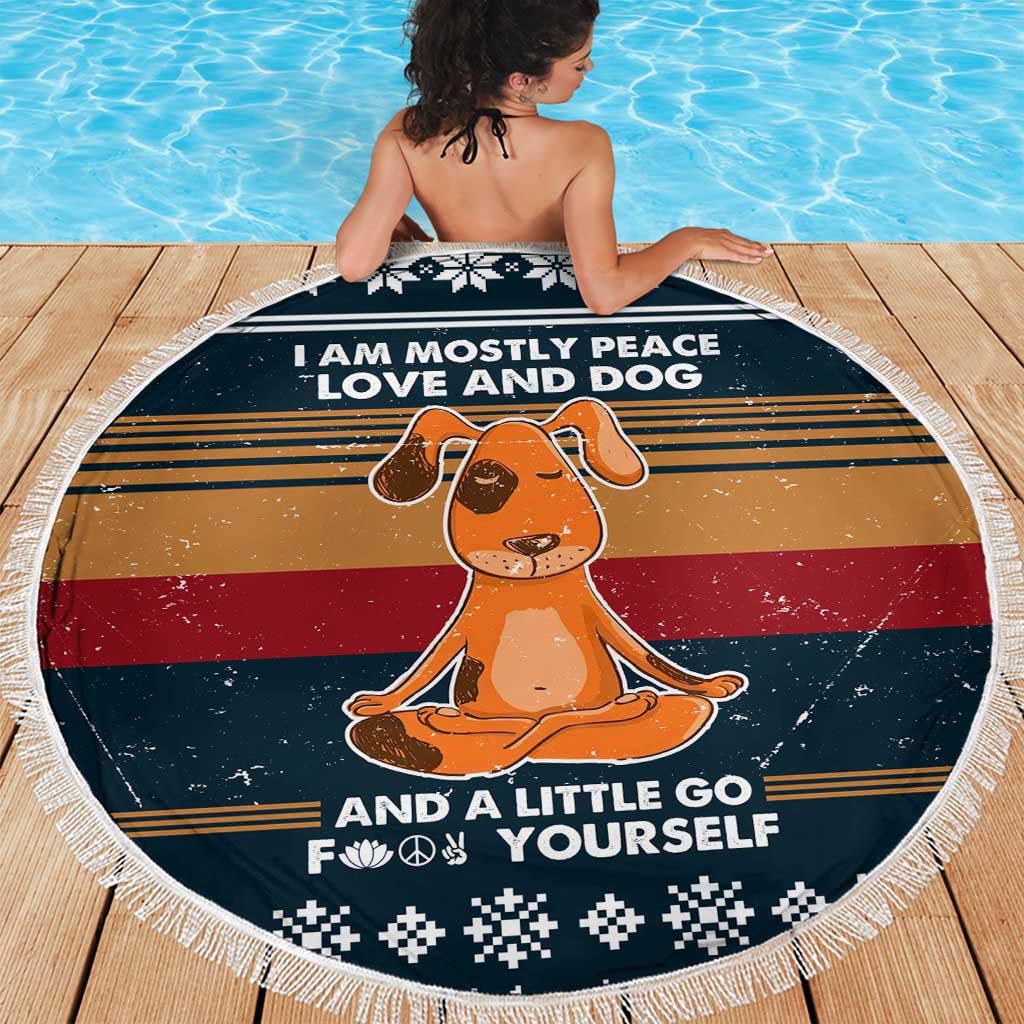 Peace Love And Dog Christmas Beach Blanket Xmas Holiday Patterns - Wonder Print Shop
