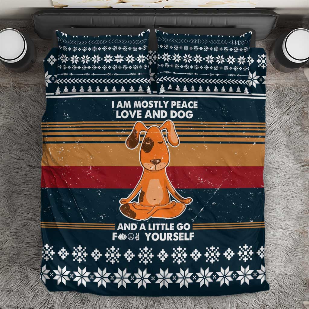 Peace Love And Dog Christmas Bedding Set Xmas Holiday Patterns - Wonder Print Shop