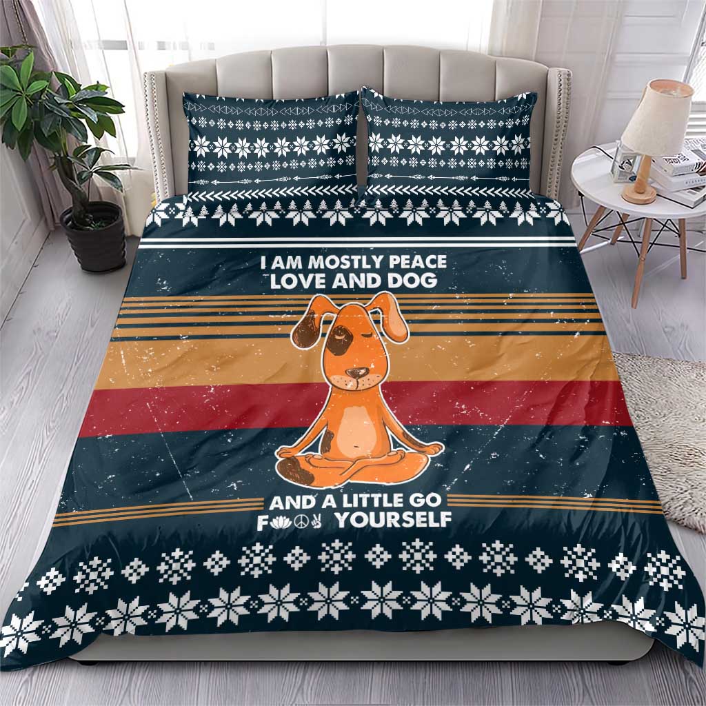 Peace Love And Dog Christmas Bedding Set Xmas Holiday Patterns - Wonder Print Shop