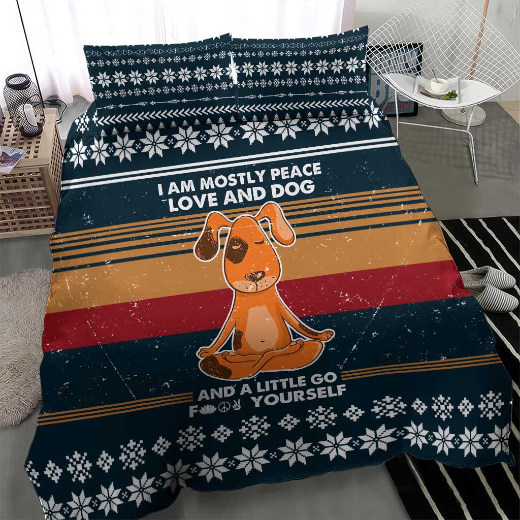 Peace Love And Dog Christmas Bedding Set Xmas Holiday Patterns - Wonder Print Shop