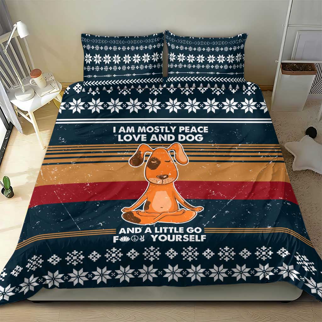 Peace Love And Dog Christmas Bedding Set Xmas Holiday Patterns - Wonder Print Shop