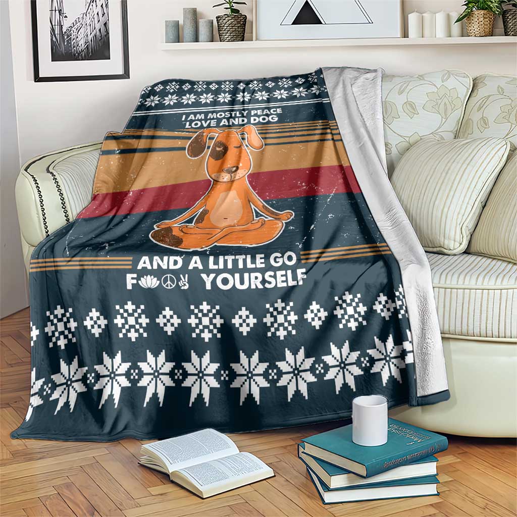 Peace Love And Dog Christmas Blanket Xmas Holiday Patterns - Wonder Print Shop
